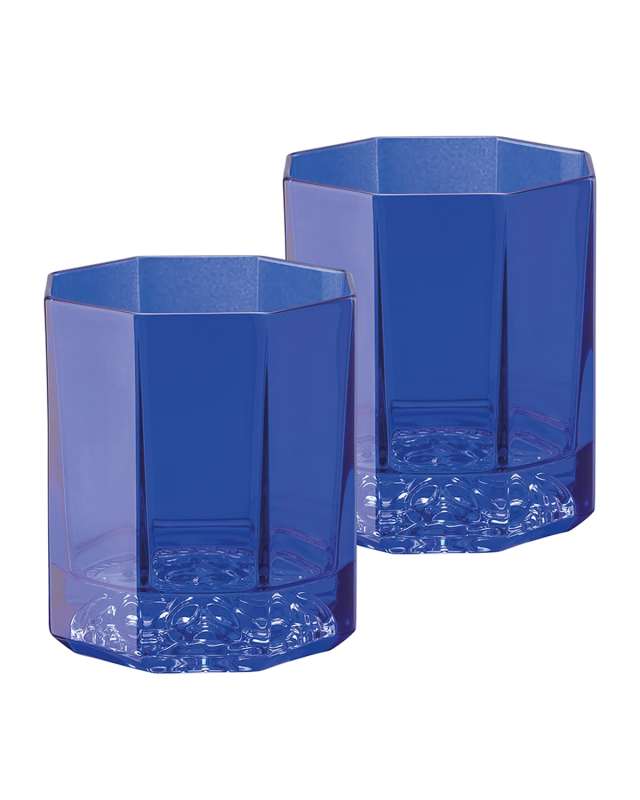 Medusa Lumiere Blue Whiskey Double Old Fashioned Glasses, Set of 2